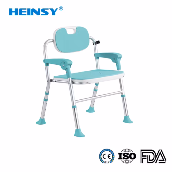 Medizinischer verstellbarer Duschsitz aus Aluminium, zusammenklappbarer Badhocker